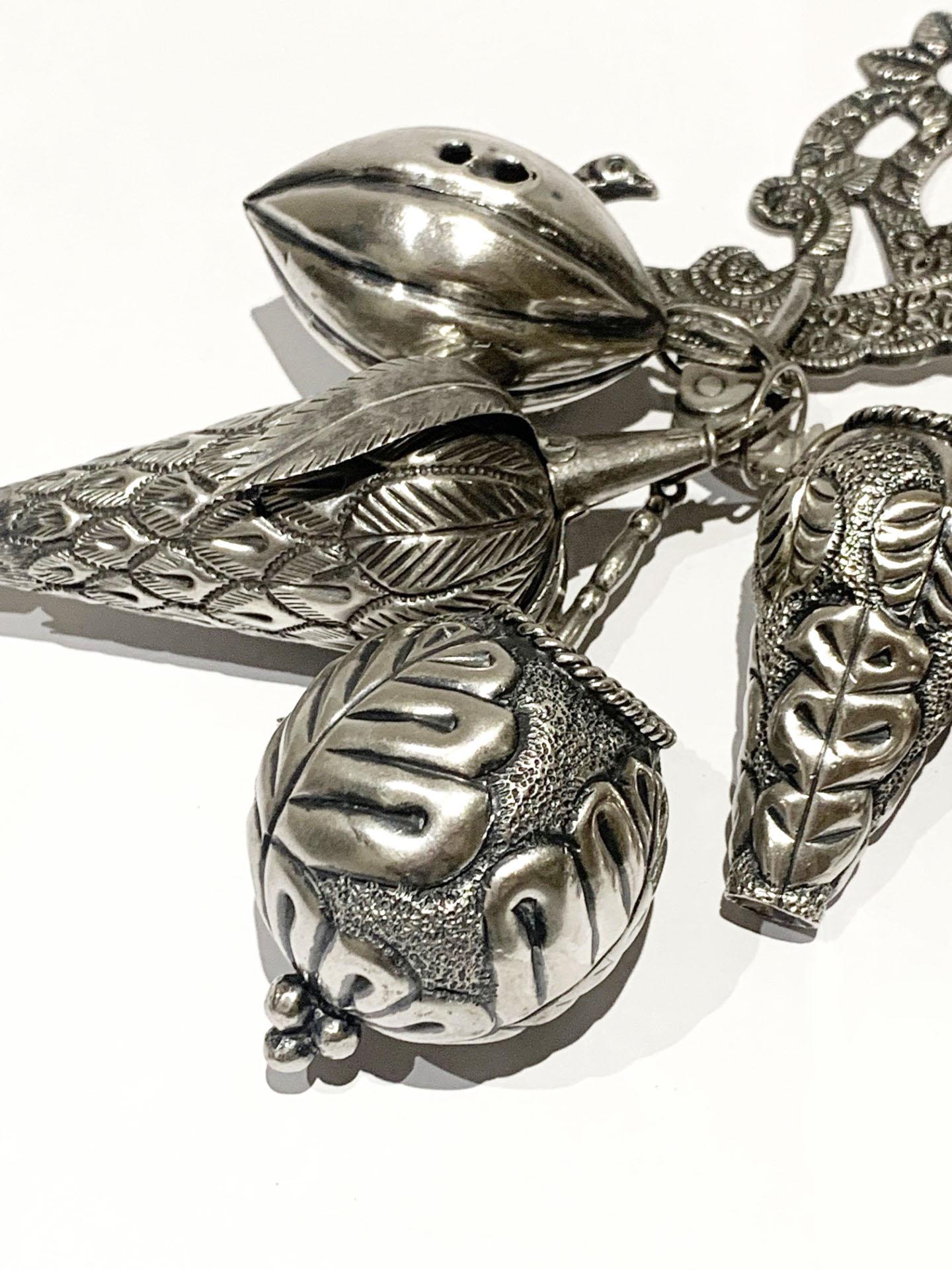 Rare Silver Balangandãs - 20th Century Brazilian Native Hanging Amulet  In Good Condition For Sale In Rio De Janeiro, BR