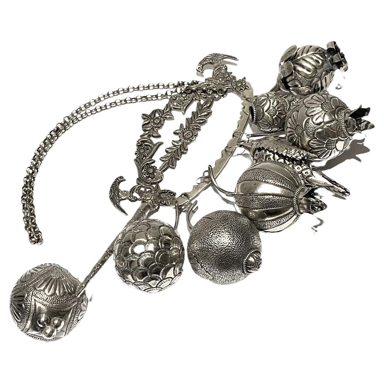 Rare Silver Balangandãs - 20th Century Brazilian Native Hanging Amulet  For Sale