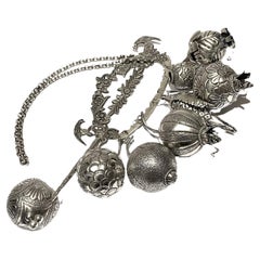 Seltene Silber Balangandãs - 20. Jahrhundert brasilianischen Native Hanging Amulett 