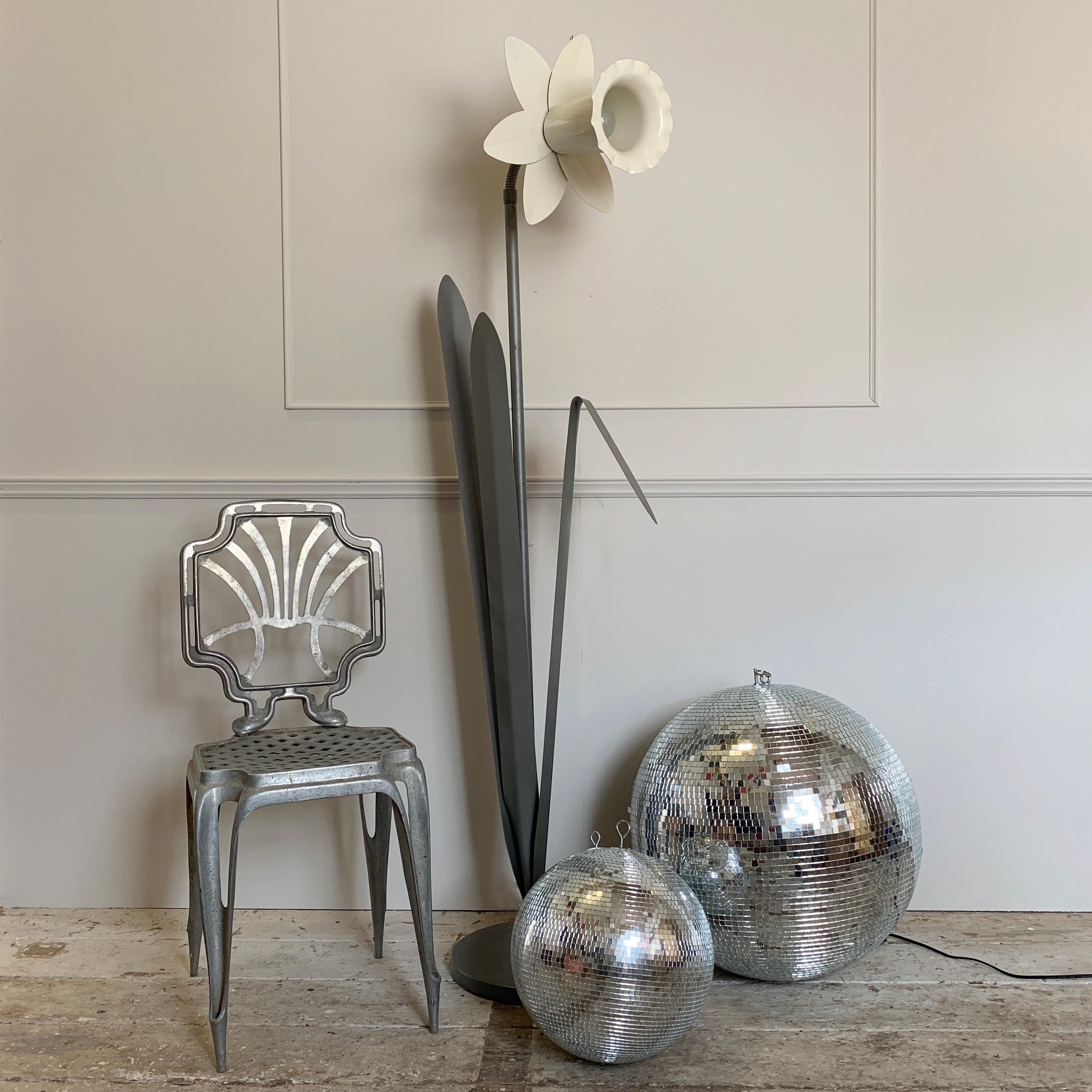 British Rare Silver Bliss Daffodil Floor Lamp, 1980s