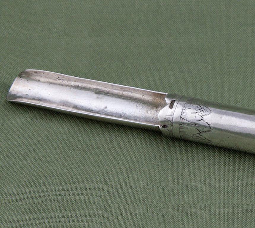 Rare early applecorer, circa 1695.

Maker's marks WF to both the handle and the corer as illustrated, possibly William Flemming.