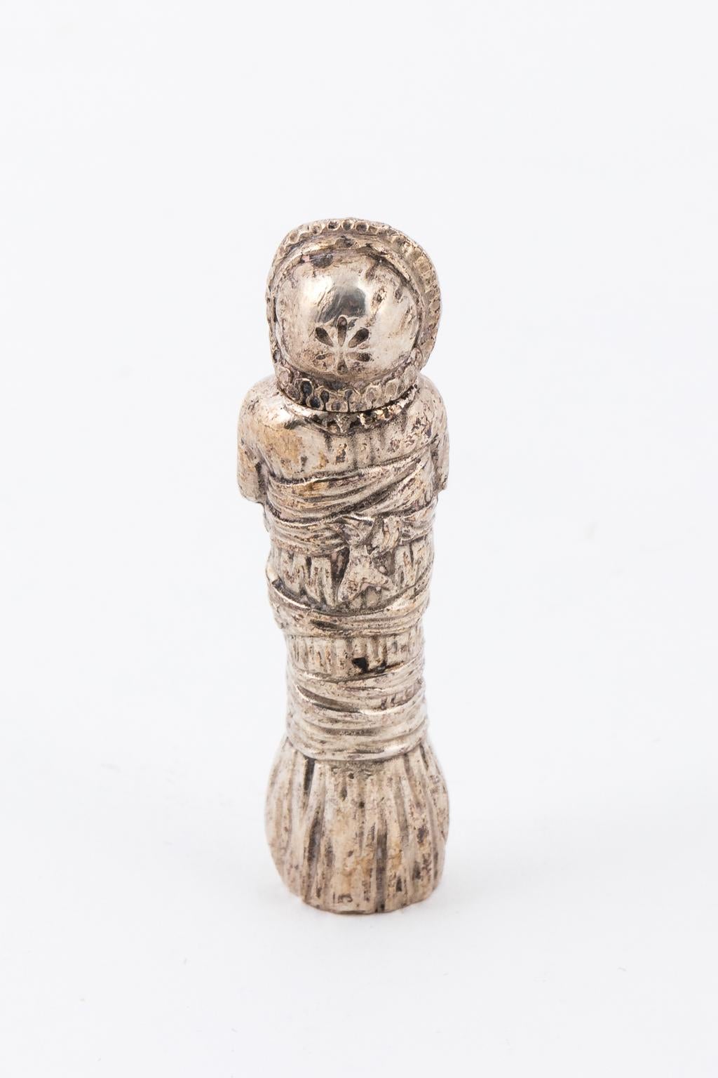 20th Century Rare Silver Figural Needle Case in the Form of a Baby in Swaddling Clothes For Sale