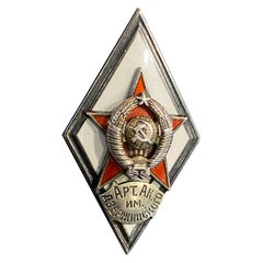 Rare Silver Graduate
s Order/Badge of Artillery Academy named after Dzerzhinsky