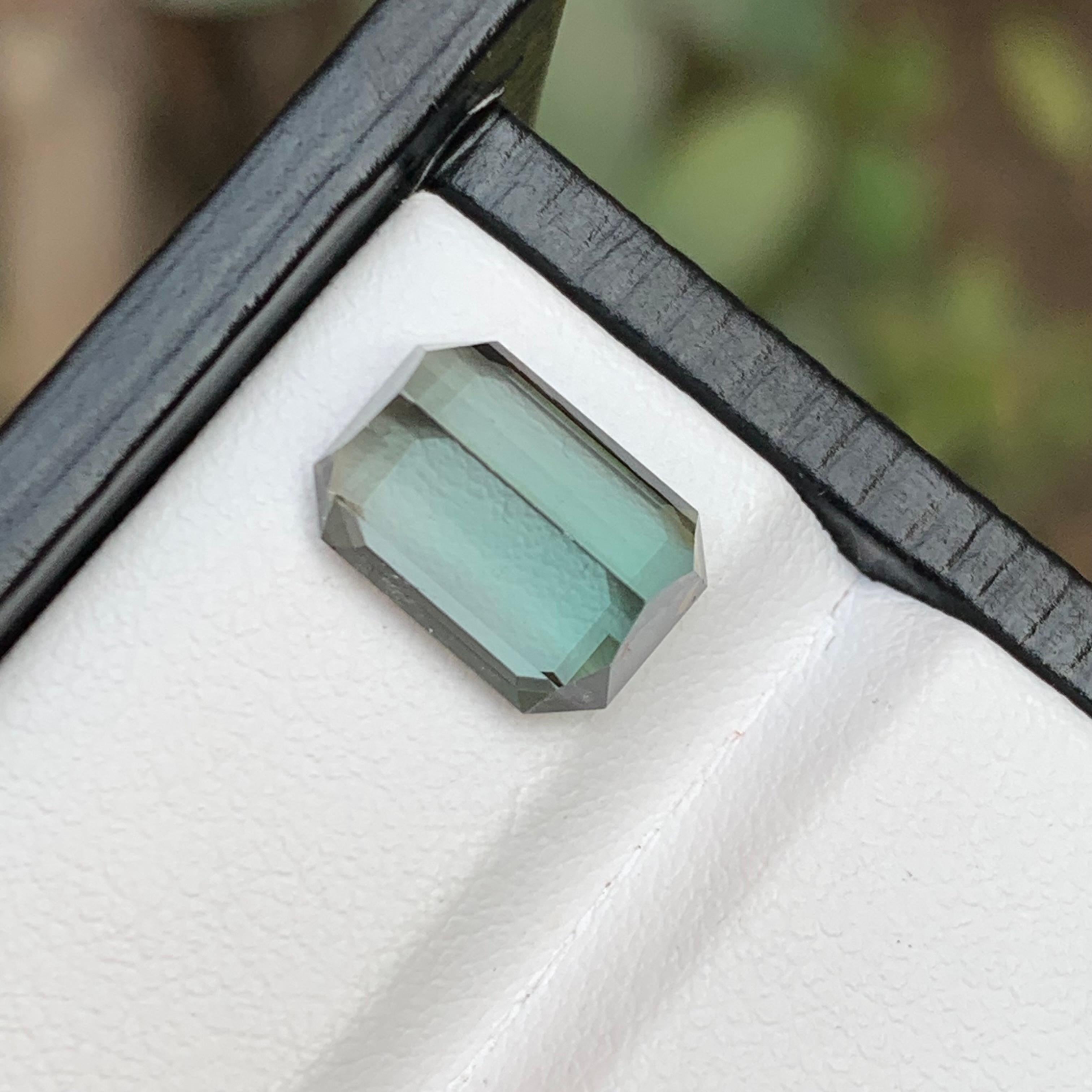 Women's or Men's Rare Silver Grey Natural Tourmaline Loose Gemstone, 4.45 Ct-Emerald Cut Afghani  For Sale