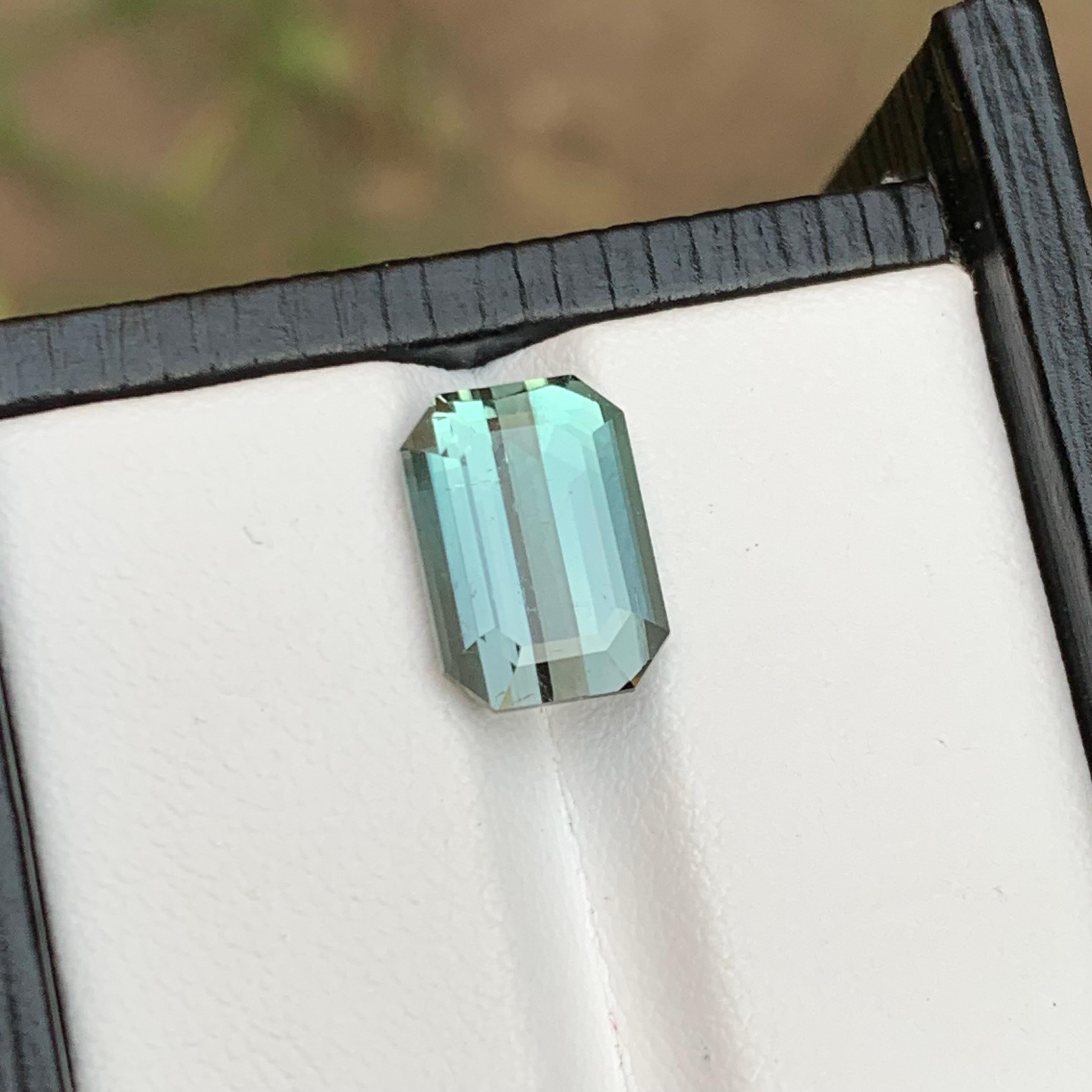 Rare Silver Grey Natural Tourmaline Loose Gemstone, 4.45 Ct-Emerald Cut Afghani  For Sale 1