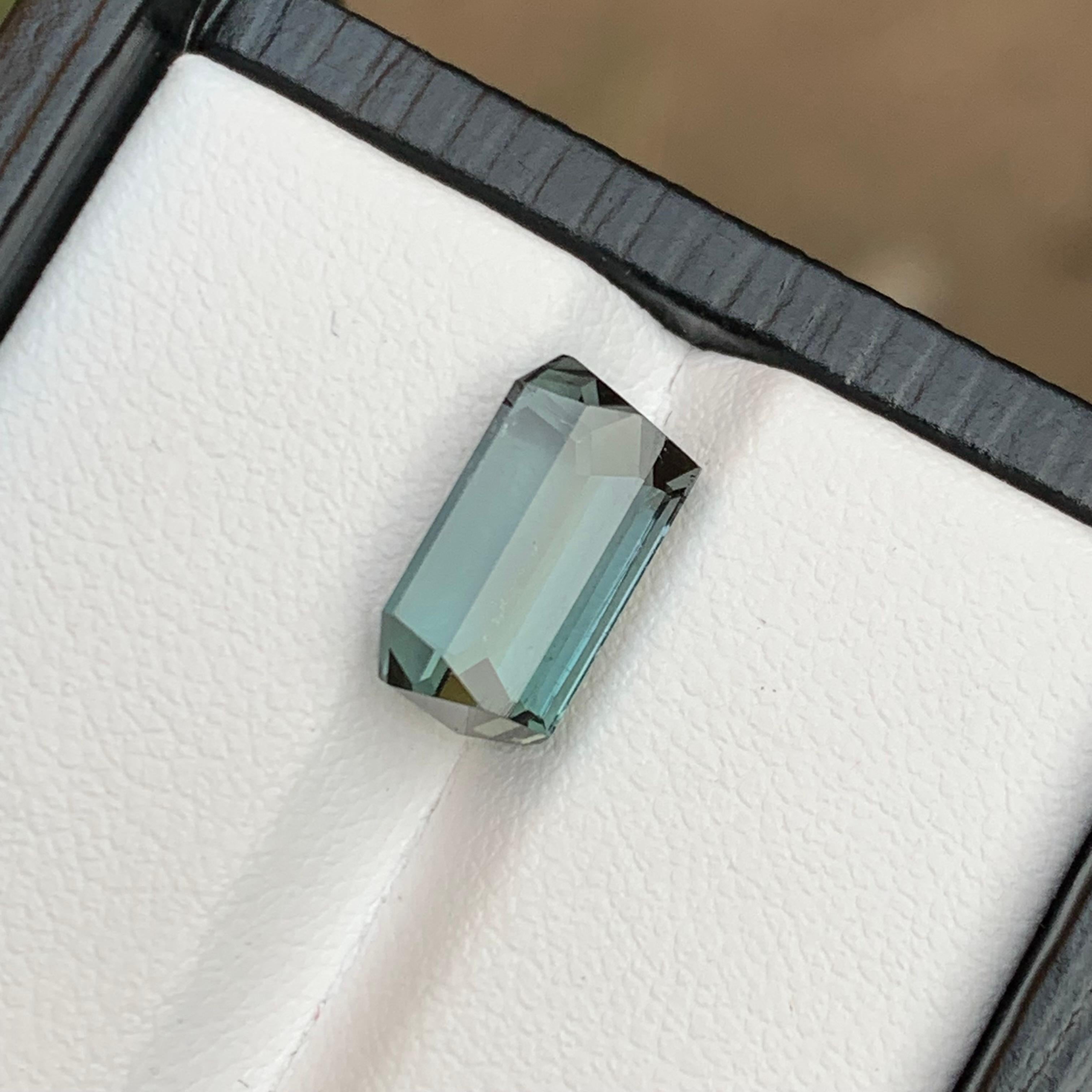 Rare Silver Grey Natural Tourmaline Loose Gemstone, 4.45 Ct-Emerald Cut Afghani  For Sale 4