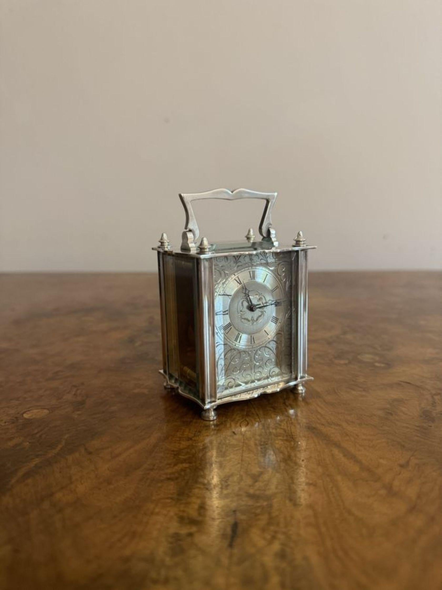 Seltene Miniatur-Kutschenuhr mit Silbermarke (Britisch) im Angebot