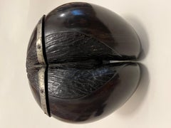 Rare Silver-mounted, Velvet-lined Coco de Mer, 19th Century