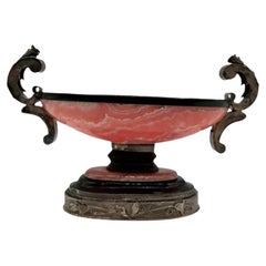Rare Silver, Onyx, and Rhodochrosite Mounted Tray, 19th Century