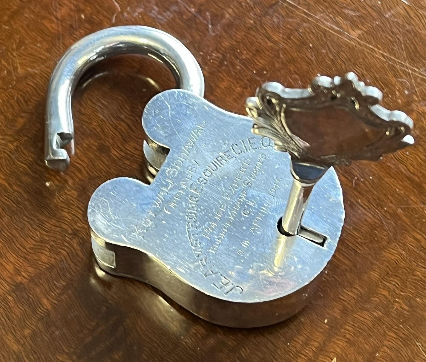 Rare Silver Plated Antique Chubbs Padlock Gifted in 1946 to Police Expert India 2