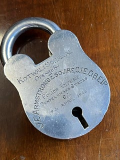 Seltener versilberter antiker Chubbs Padlock, Geschenk 1946 an Polizistenexperte Indien