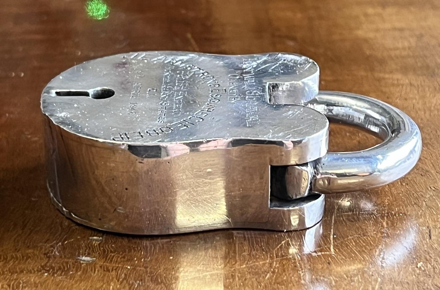 Victorian Rare Silver Plated Antique Chubbs Padlock Gifted in 1946 to Police Expert India