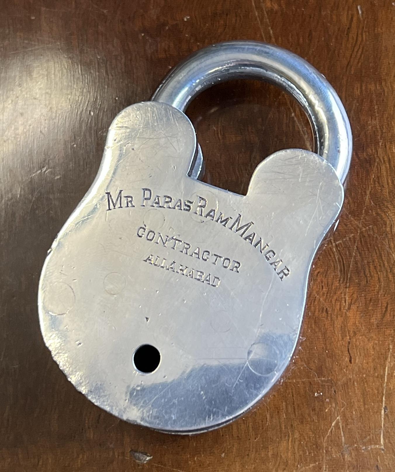 English Rare Silver Plated Antique Chubbs Padlock Gifted in 1946 to Police Expert India