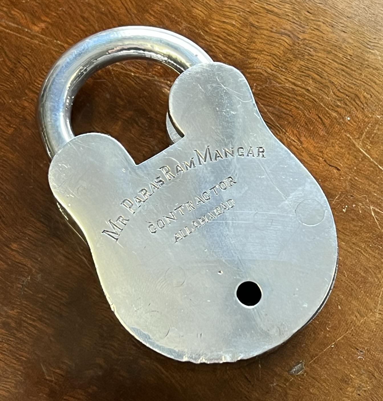 Hand-Crafted Rare Silver Plated Antique Chubbs Padlock Gifted in 1946 to Police Expert India