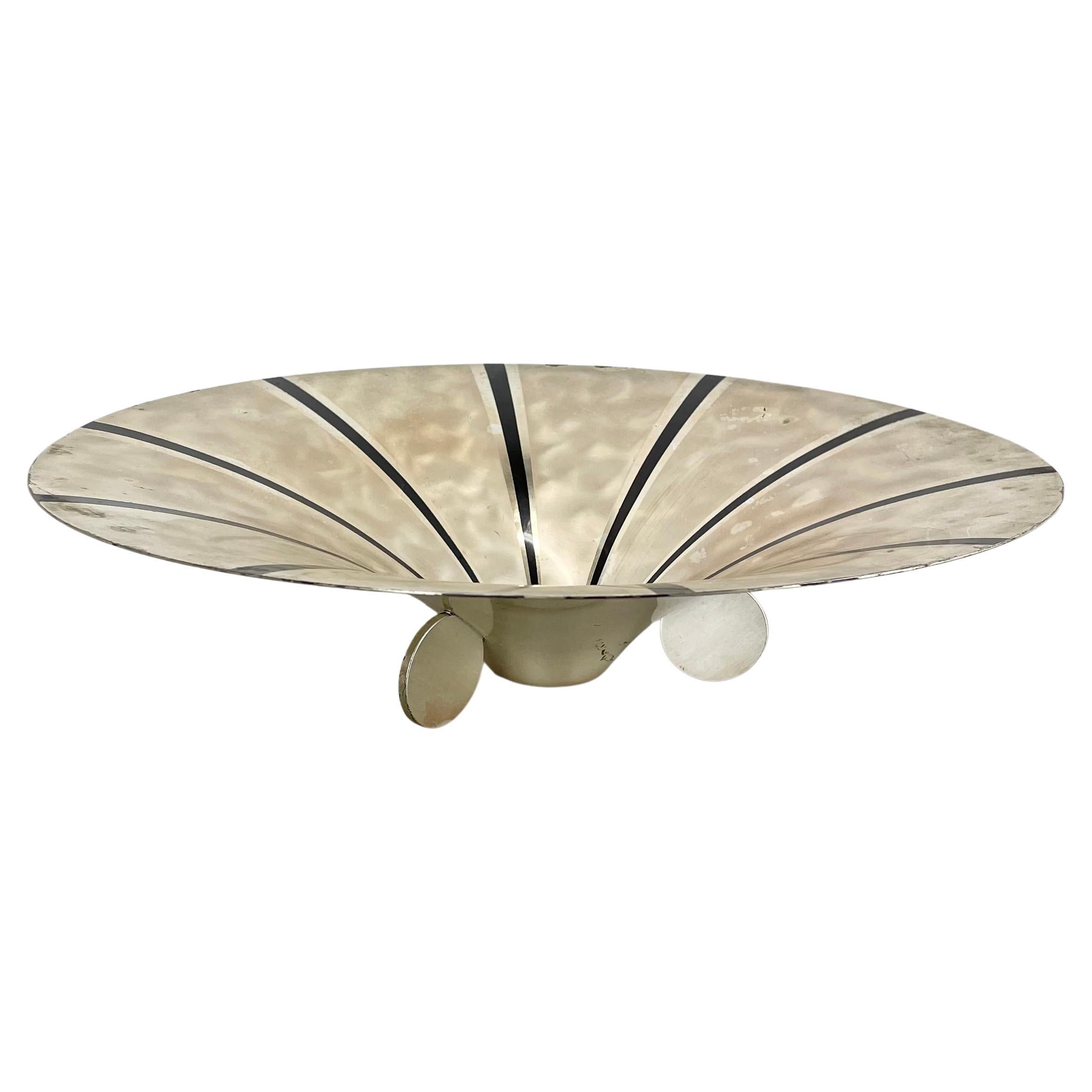 Raro cuenco de concha Art Déco Bauhaus bañado en plata de WMF Ikora, Alemania Años 30