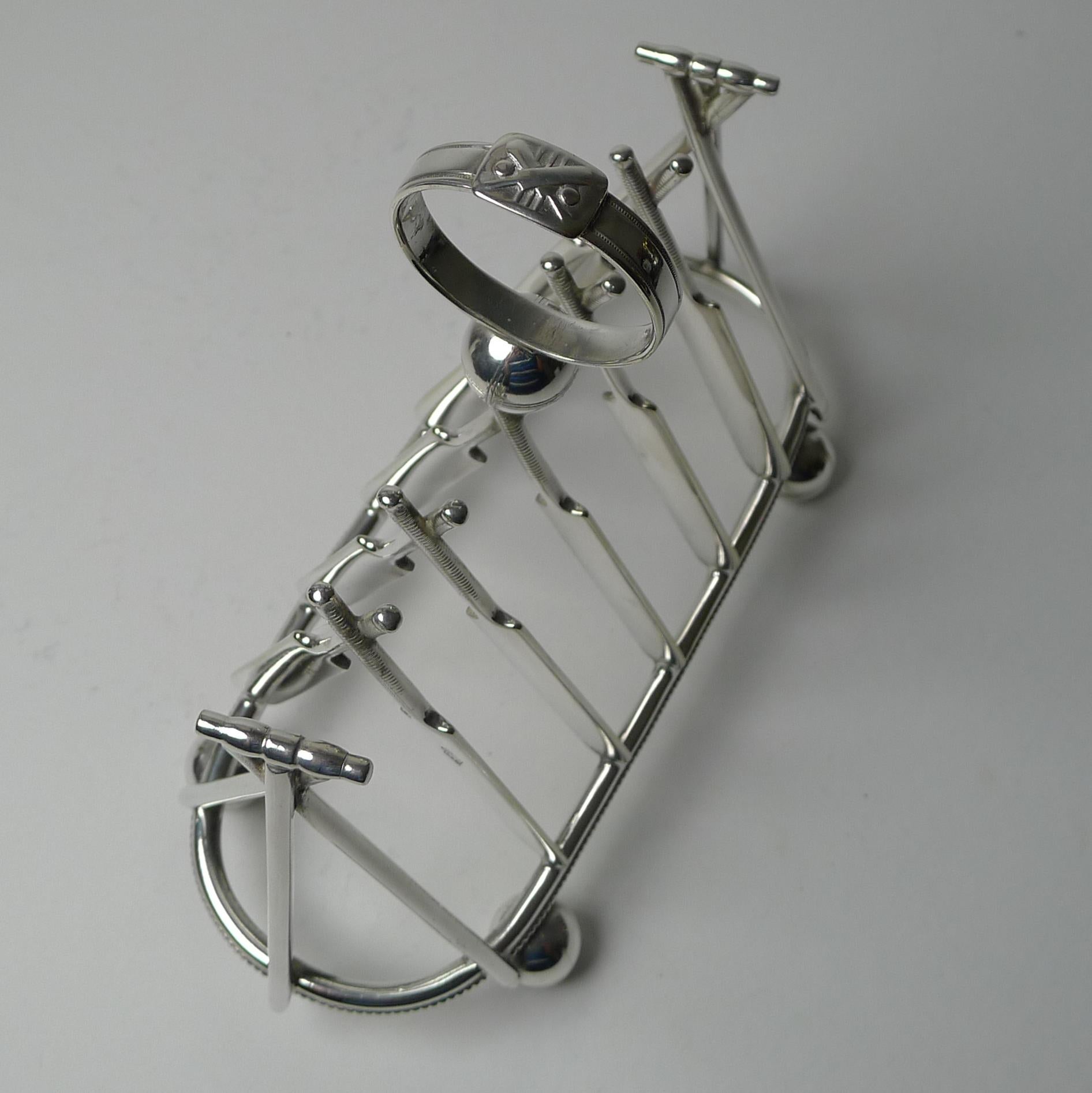 Rare Silver Plated Cricket Toast Rack - Reg. 1872 2