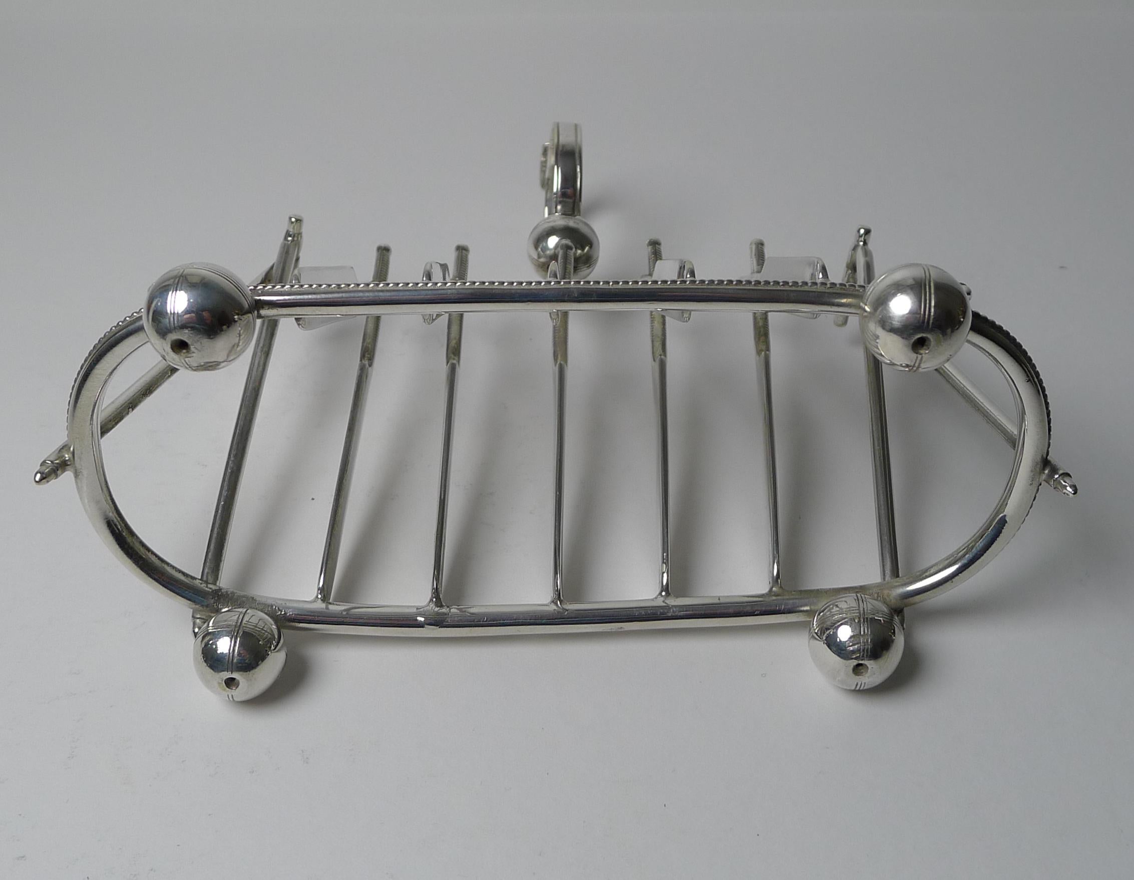 Rare Silver Plated Cricket Toast Rack - Reg. 1872 3