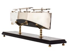 Rare Silver Plated Novelty Boat Inkstand Desk Set
