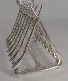 Rare Silver Plated Rifle Toast Rack, Reg. 1880