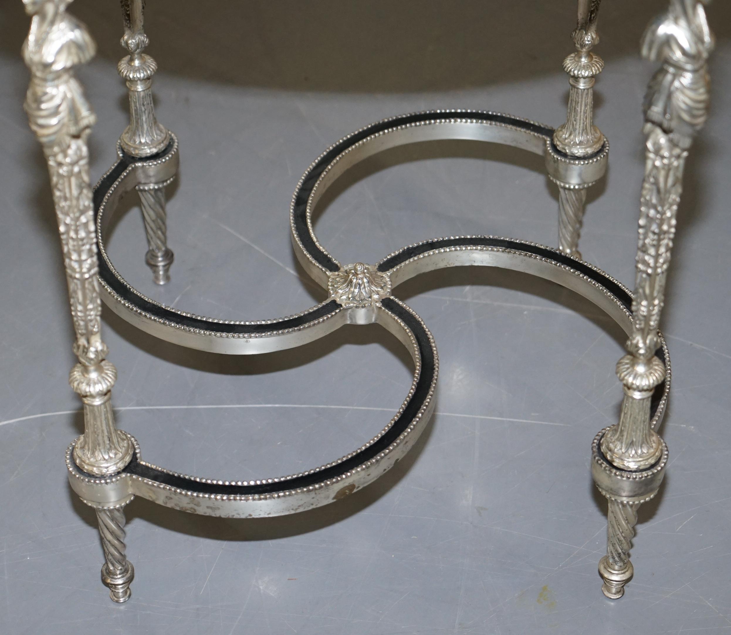 Rare Silver Plated Sculpted French Empire Style Marble Topped Occasional Table 10