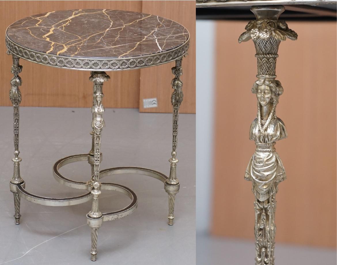 We are delighted to offer for sale this absolutely sublime and exceptionally rare French Empire style silver plated marble topped centre occasional table

A very rare piece, I have never seen a table as ornately cast as this before and finished