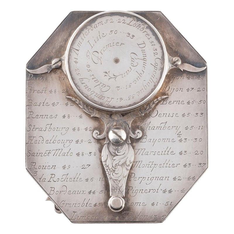 Baroque Rare cadran solaire et boussole de poche en Silver par Michael Butterfield Paris Circa 1700 en vente