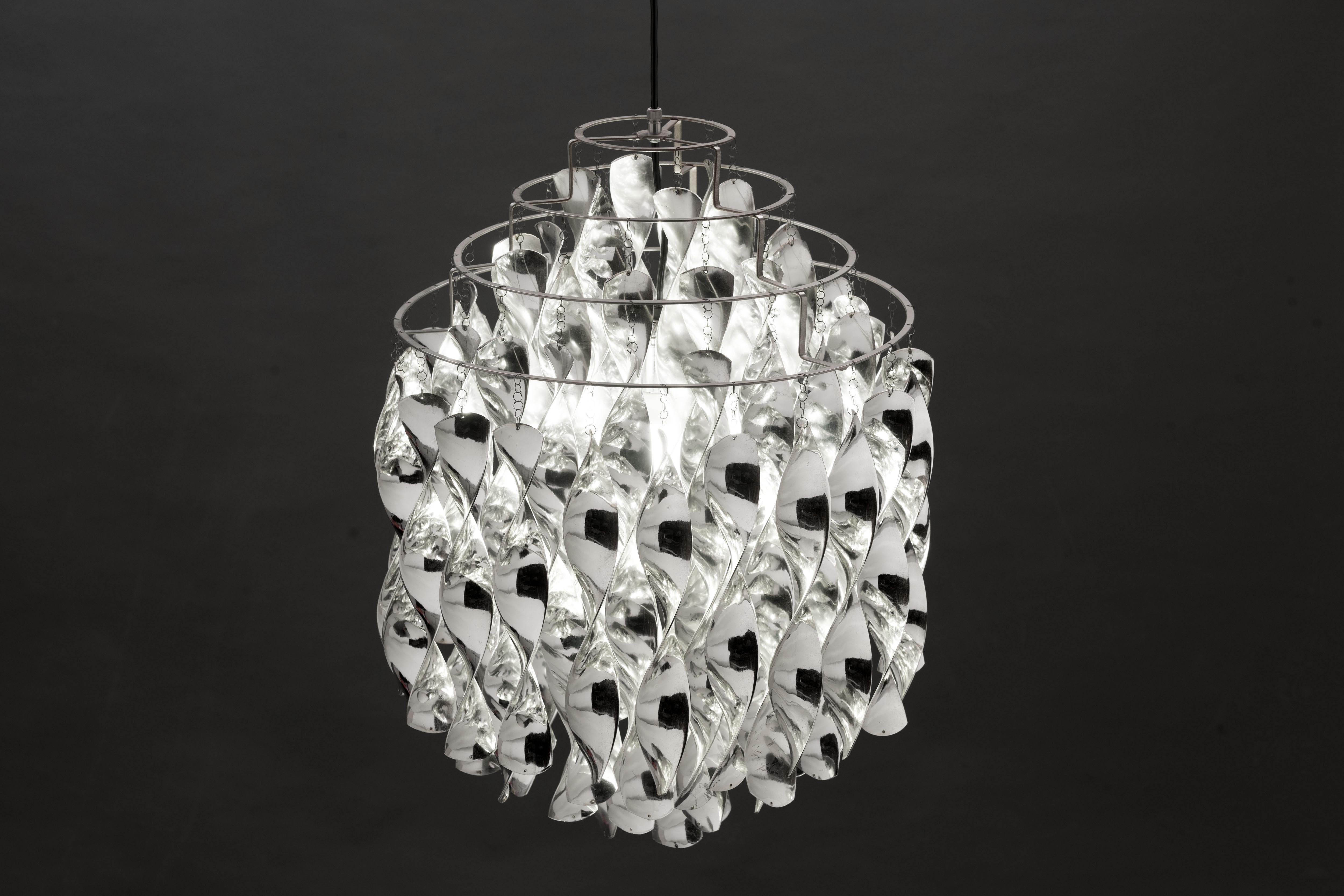 Scandinavian Modern Rare Silver SP01 Spiral Lamp by Verner Panton for J. Lüber Switzerland, 1969