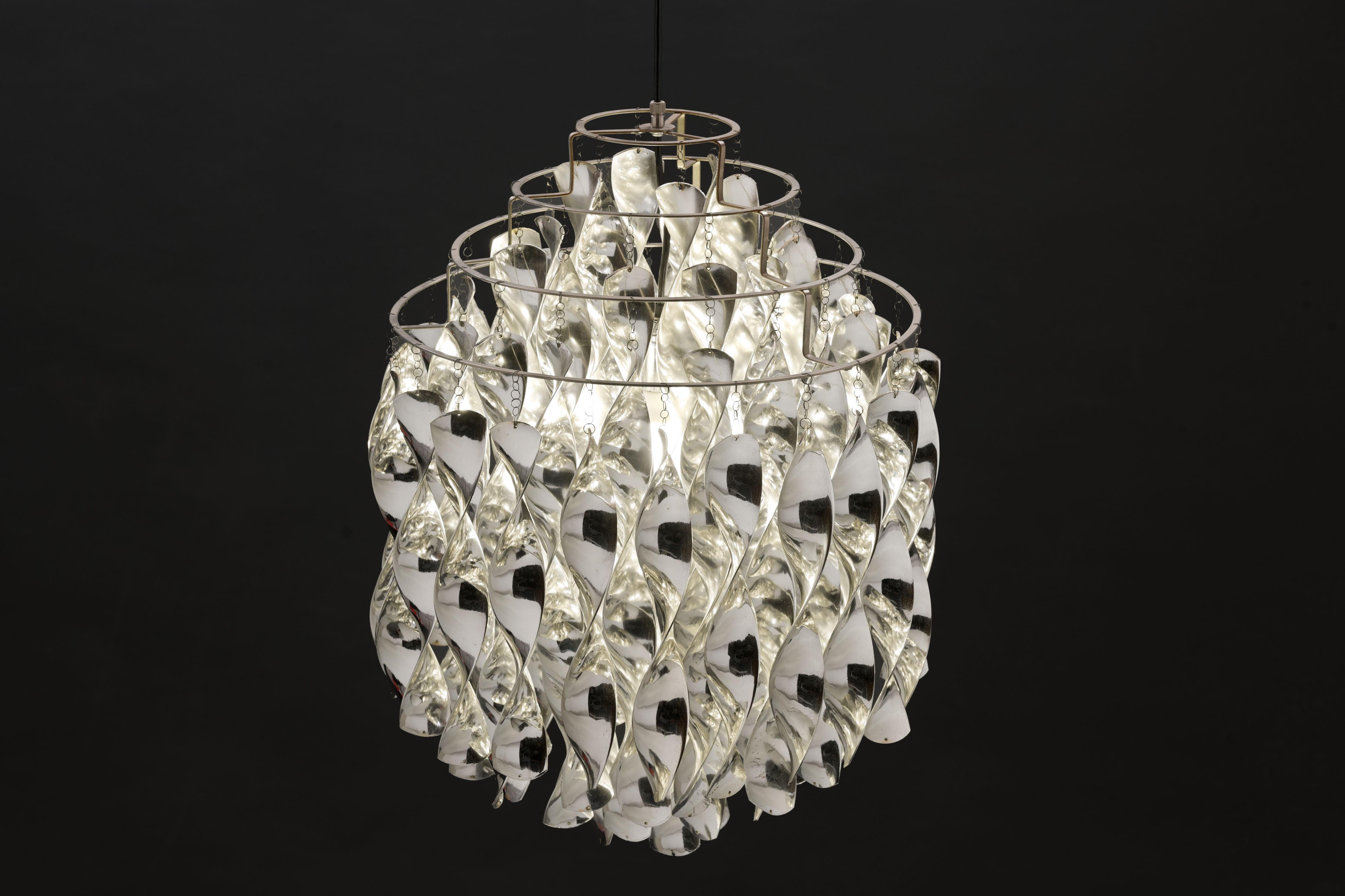 Swiss Rare Silver SP01 Spiral Lamp by Verner Panton for J. Lüber Switzerland, 1969