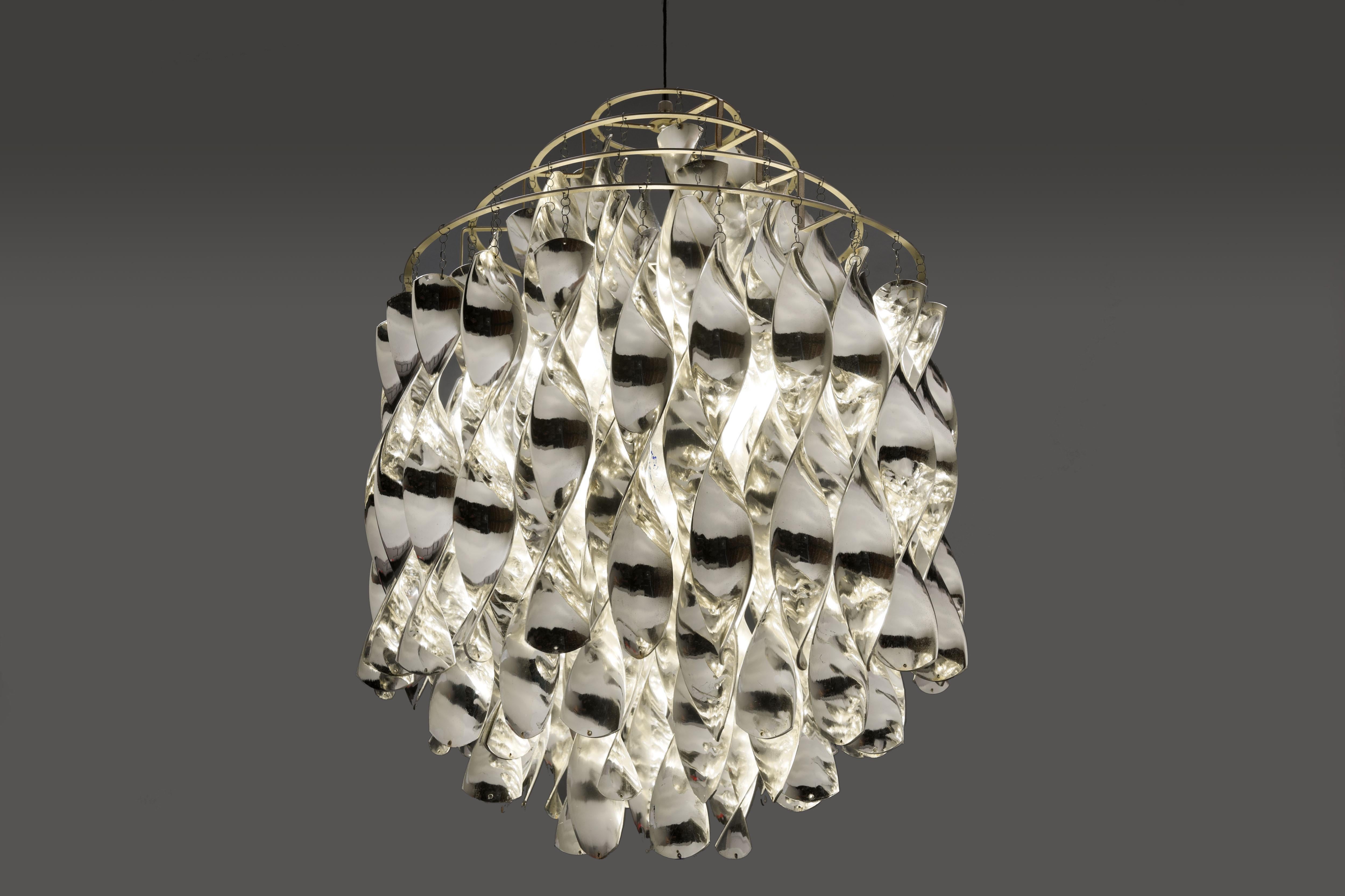 Lacquered Rare Silver SP01 Spiral Lamp by Verner Panton for J. Lüber Switzerland, 1969