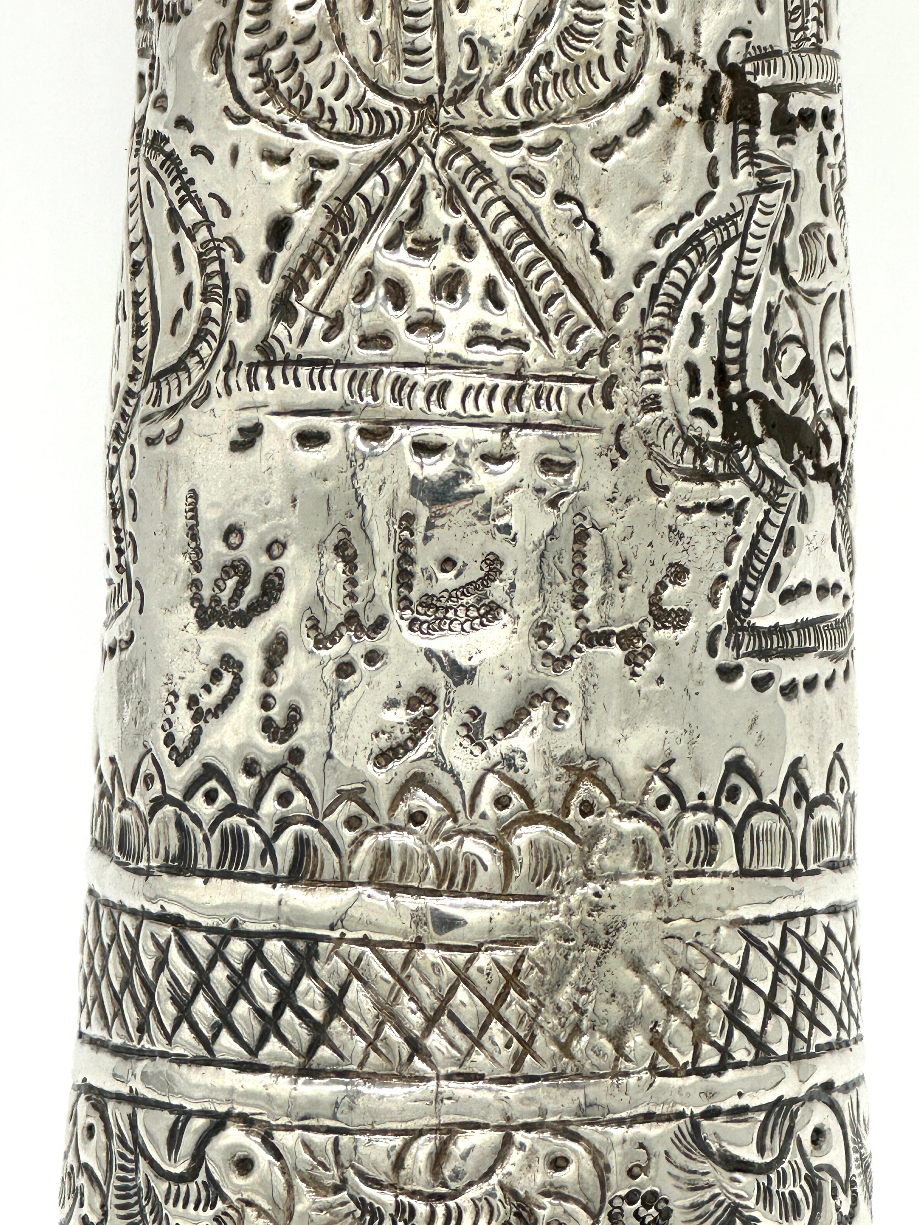 Raro ornamento in argento per testa di Tantur o Druze, fatto a mano, Libano, XVIII secolo in vendita 9