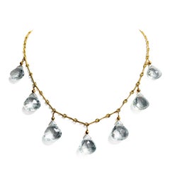 Raro Topazio d'Argento 69 Carati su Catena d'Oro Giallo 14K Collana Paradizia fatta a mano