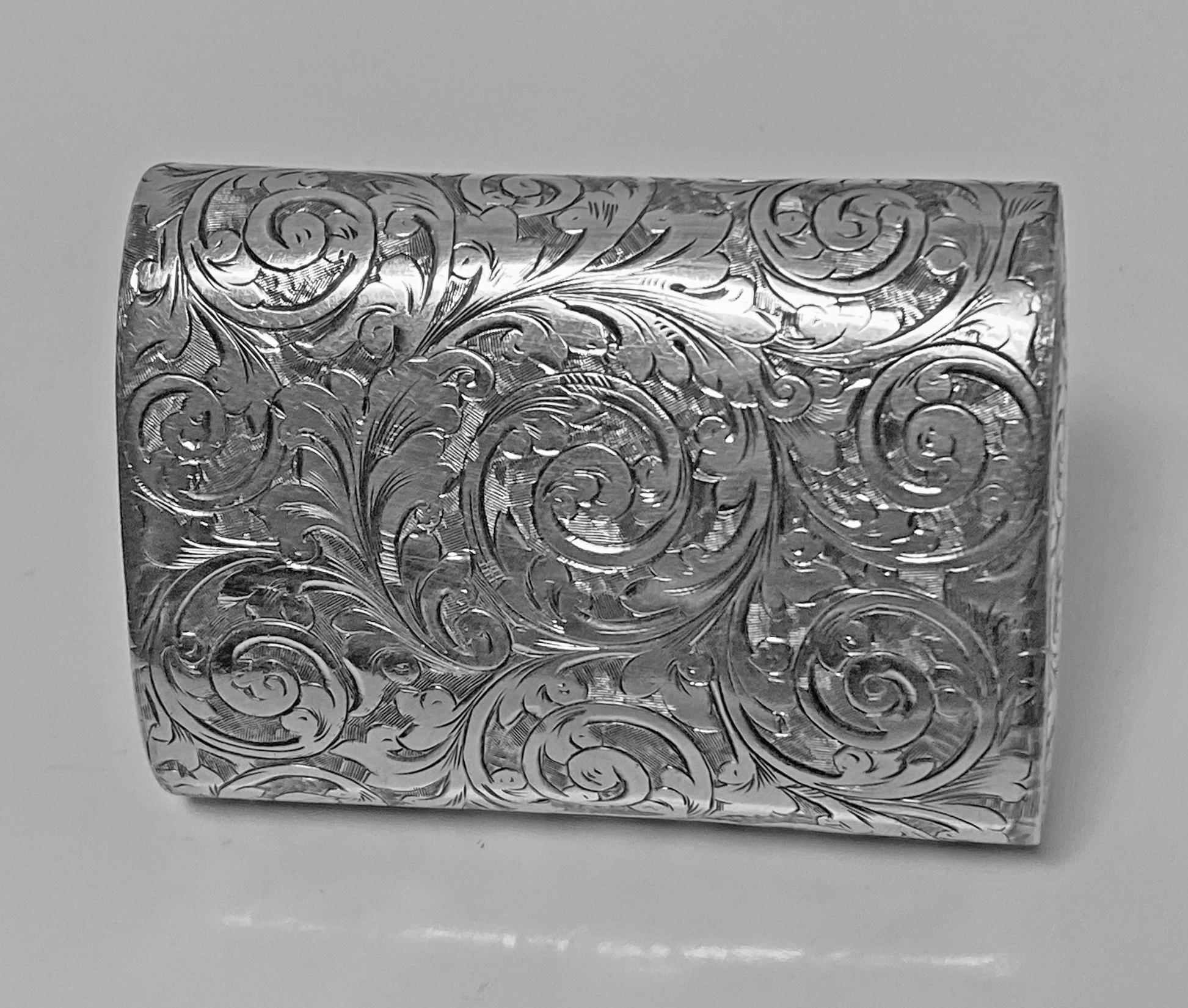 19th Century Rare Silver Vesta Case in form of clutch Purse Birmingham 1892 Thomas Hayes