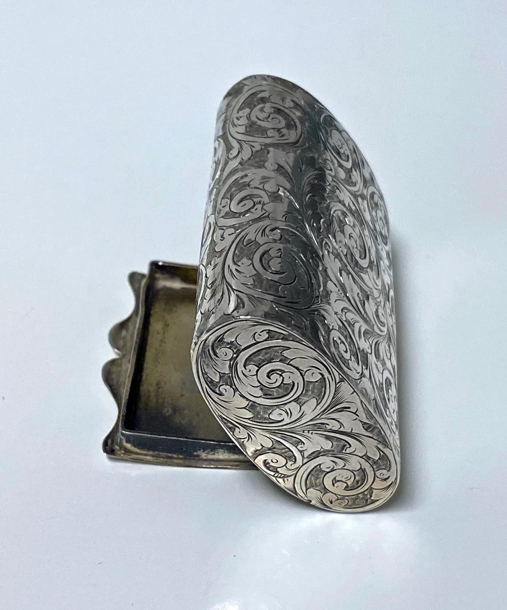 Sterling Silver Rare Silver Vesta Case in form of clutch Purse Birmingham 1892 Thomas Hayes