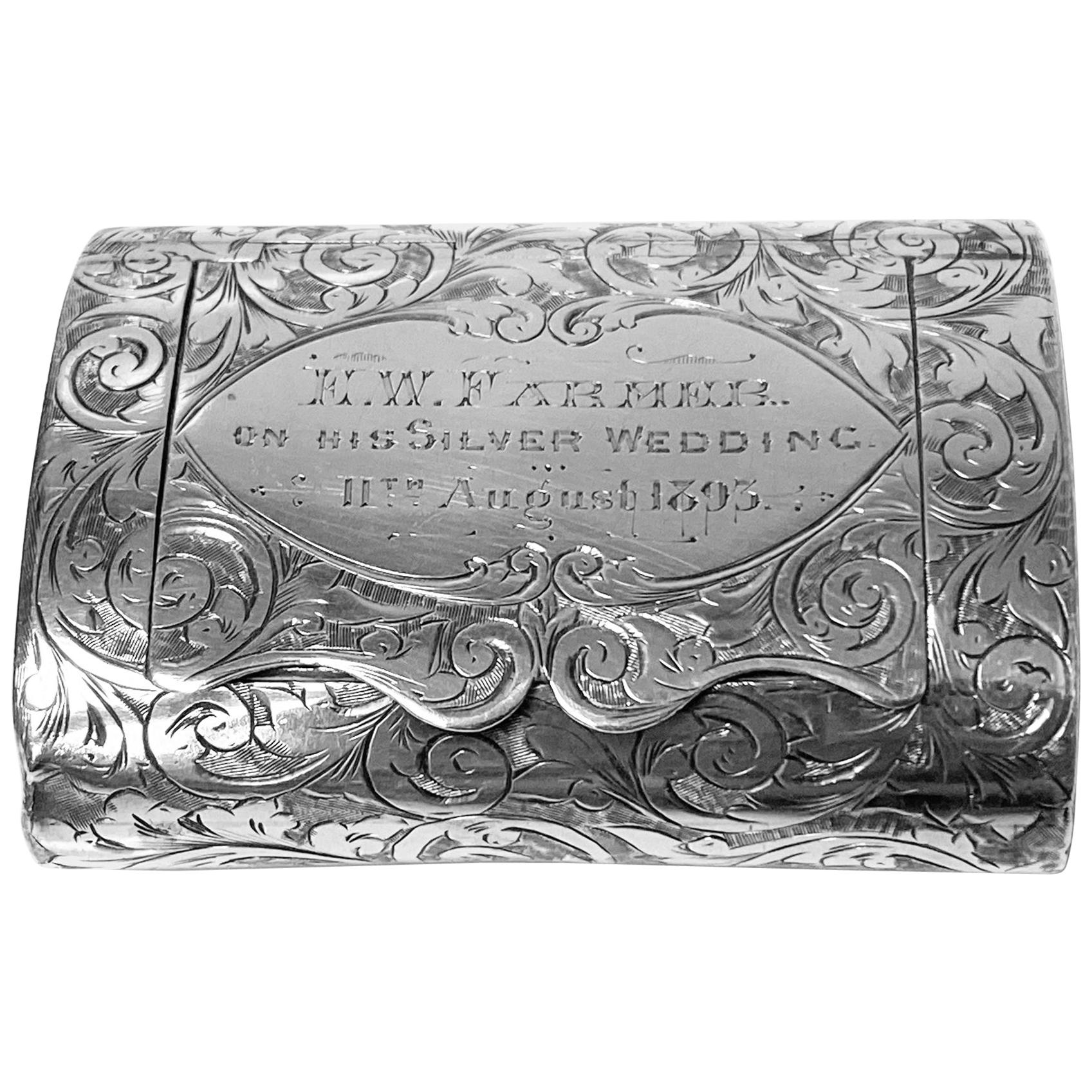 Rare Silver Vesta Case in form of clutch Purse Birmingham 1892 Thomas Hayes