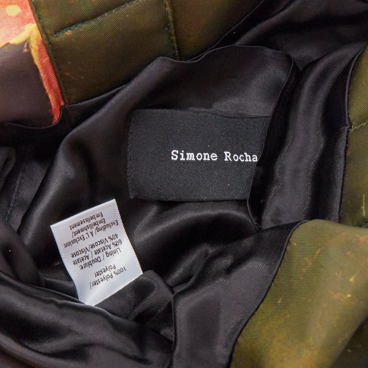 rare SIMONE ROCHA Ming Ming Maiden print embellished green nylon tote bag en vente 5