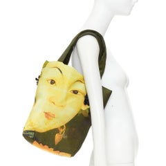rare SIMONE ROCHA Ming Dynasty Maiden print embellished green nylon tote bag
