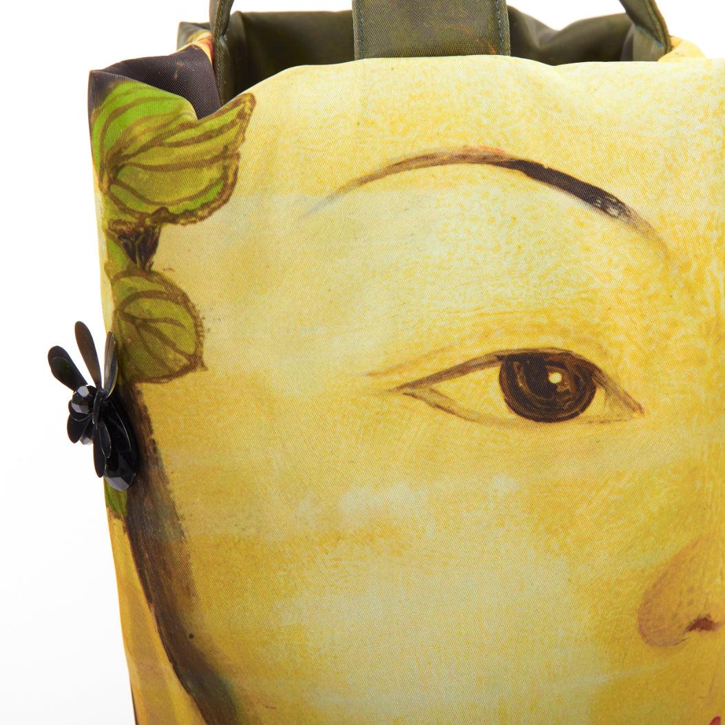rare SIMONE ROCHA Ming Ming Maiden print embellished green nylon tote bag en vente 3