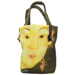 rare SIMONE ROCHA Ming Ming Maiden print embellished green nylon tote bag
