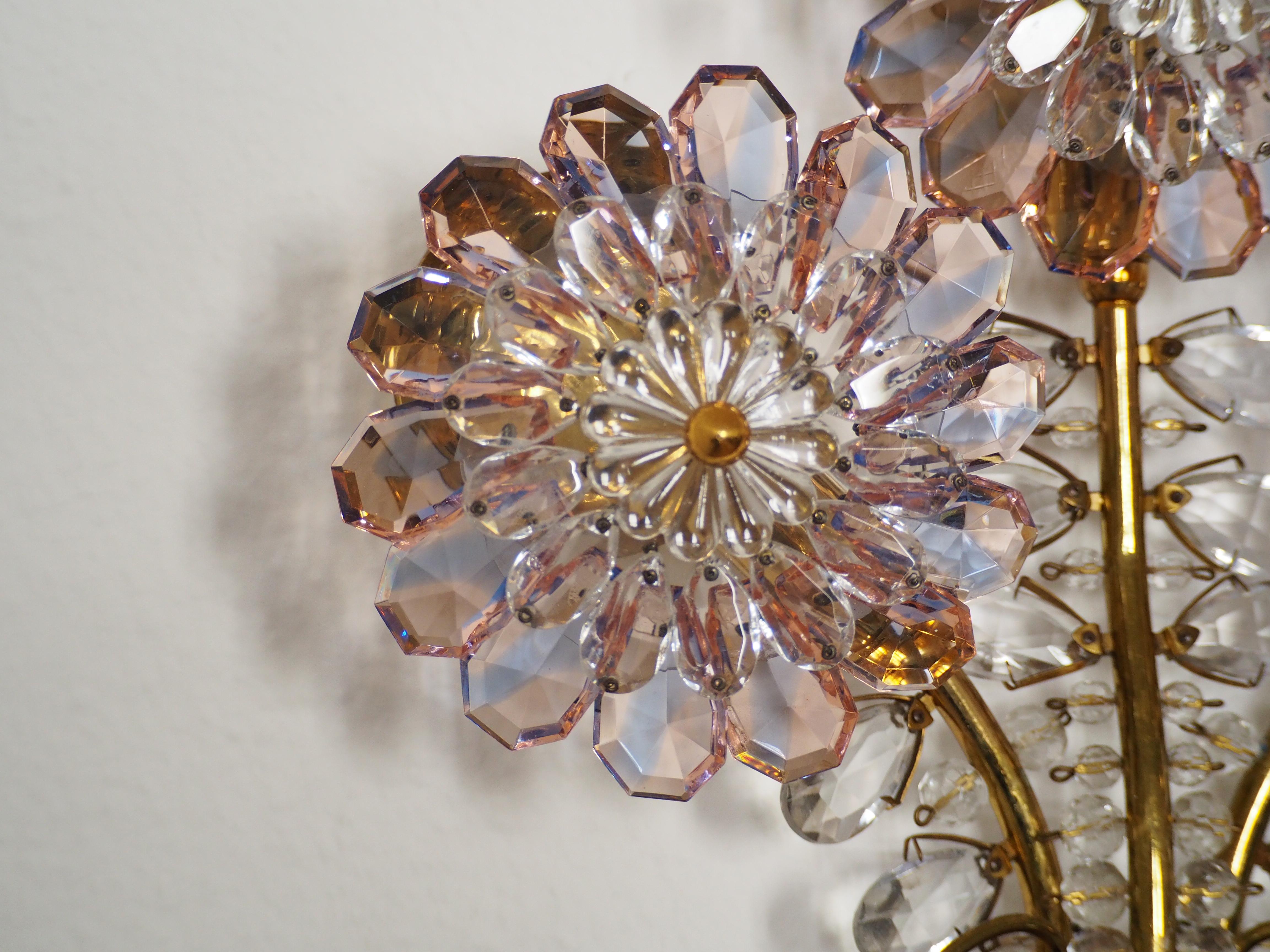 Mid-Century Modern Rare Single Amethyst Wall Sconce, Attributed to Lobmeyr, Bagues Style
