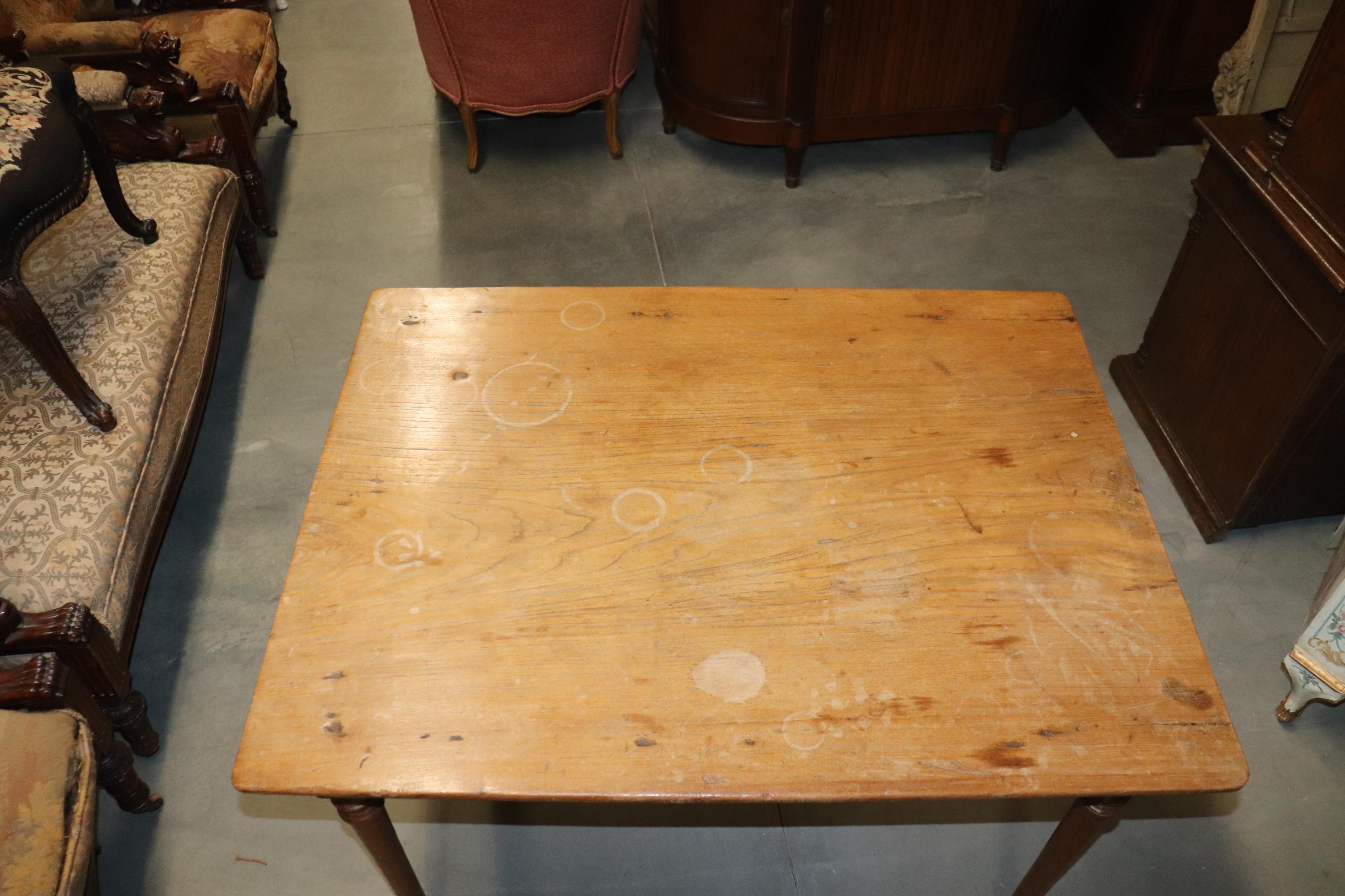 Rare Single Board Top Walnut French Farm Dining Table with Drawer Circa 1890 7