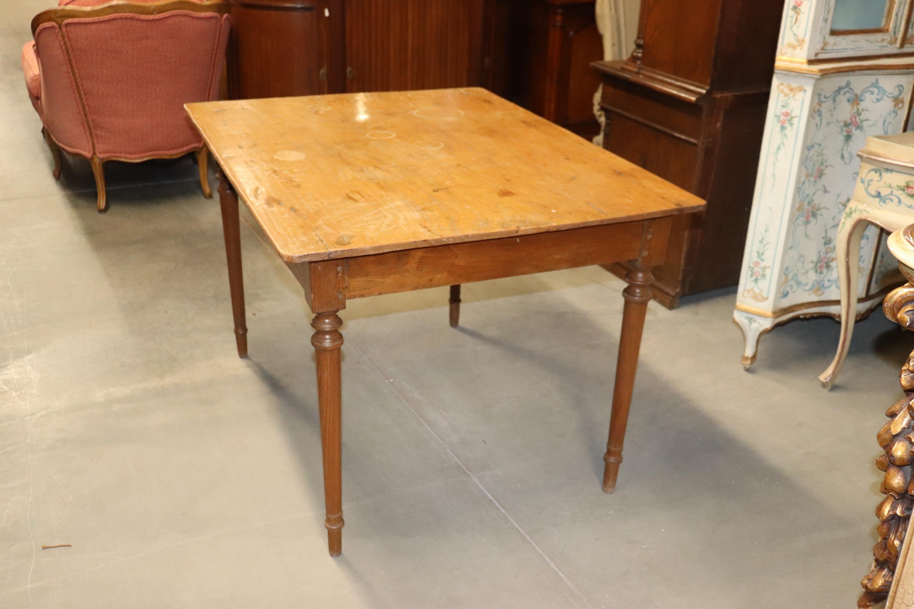 Rare Single Board Top Walnut French Farm Dining Table with Drawer Circa 1890 In Good Condition In Swedesboro, NJ