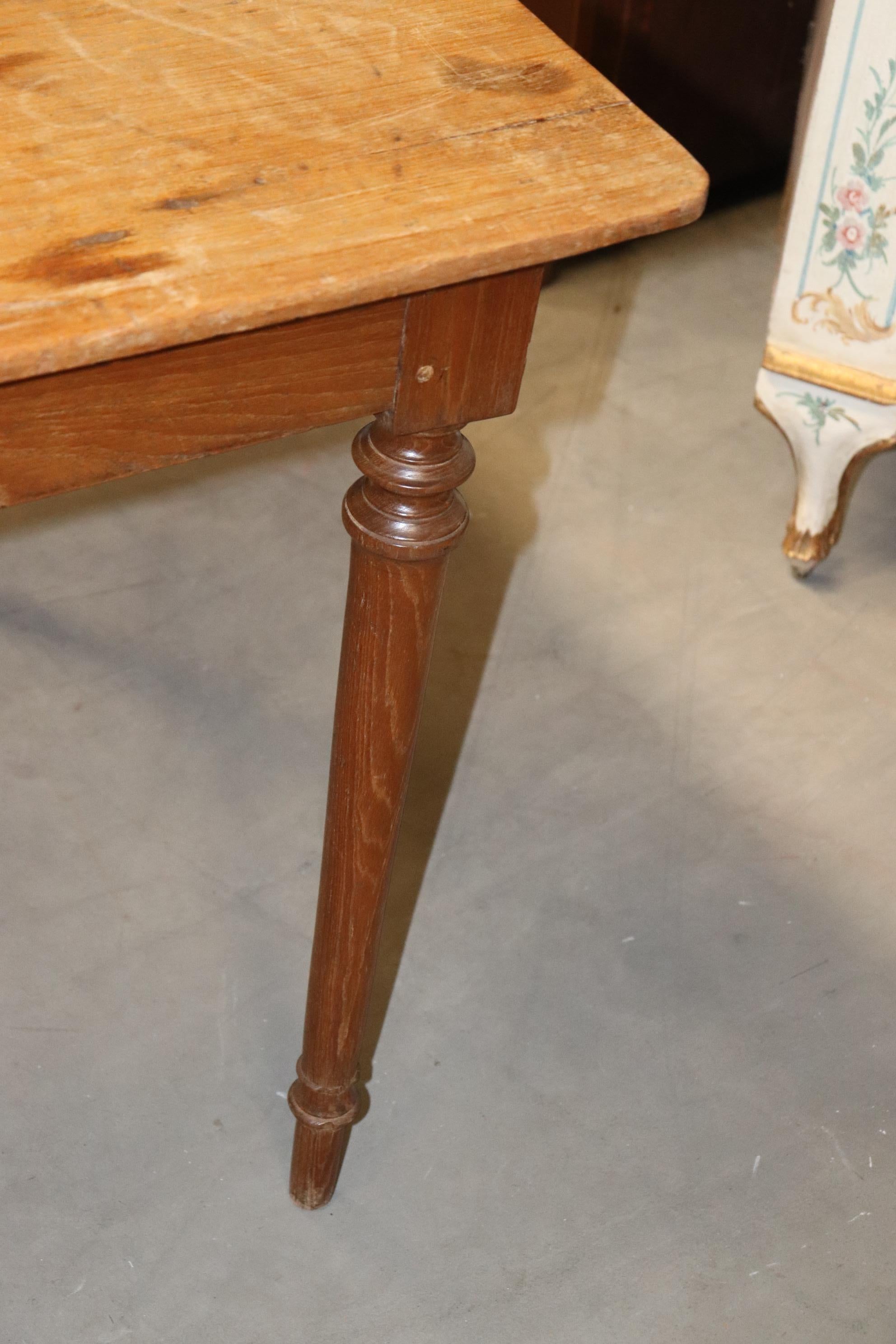 Rare Single Board Top Walnut French Farm Dining Table with Drawer Circa 1890 1