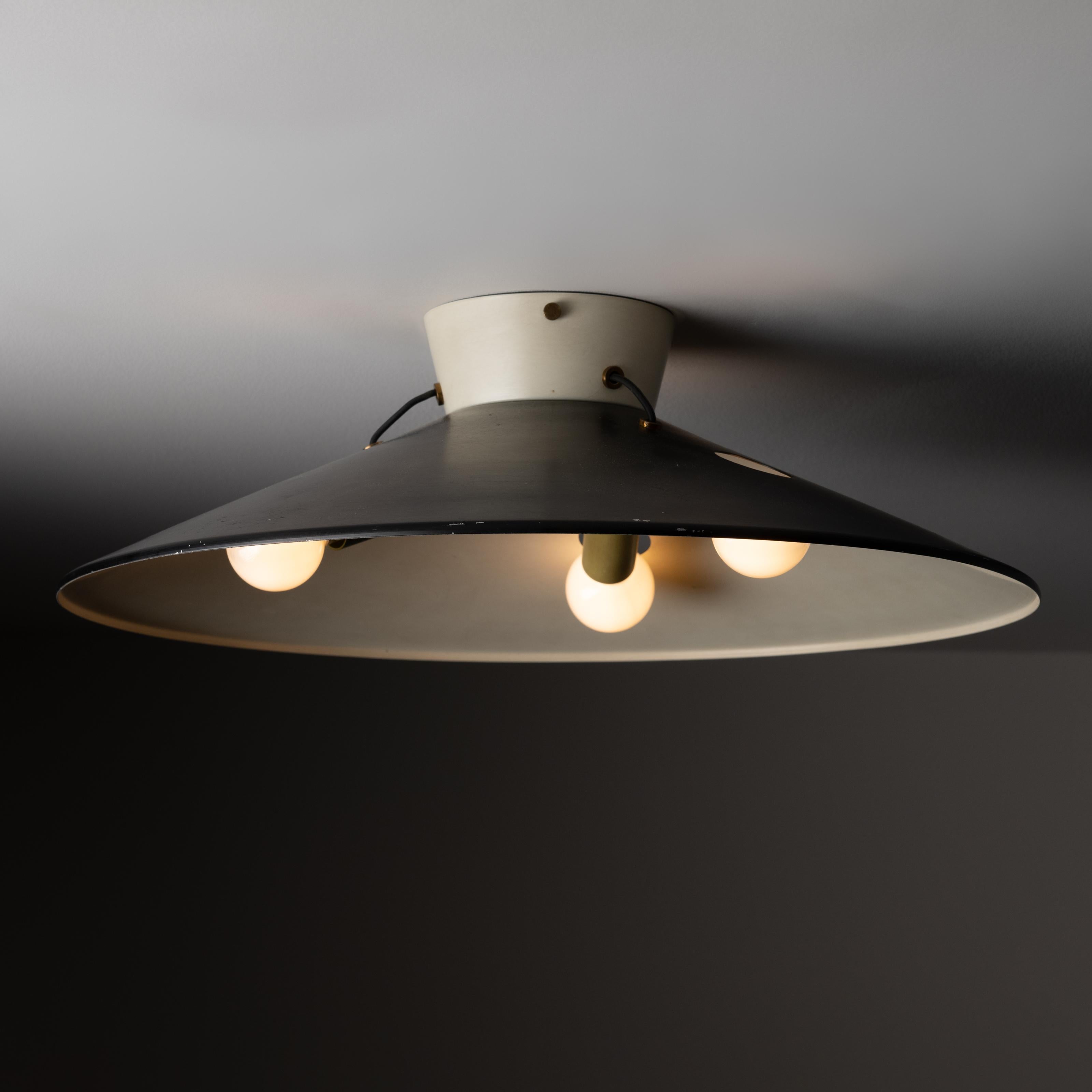 Rare Single Flush Mount Ceiling Light by Stilnovo In Fair Condition For Sale In Los Angeles, CA