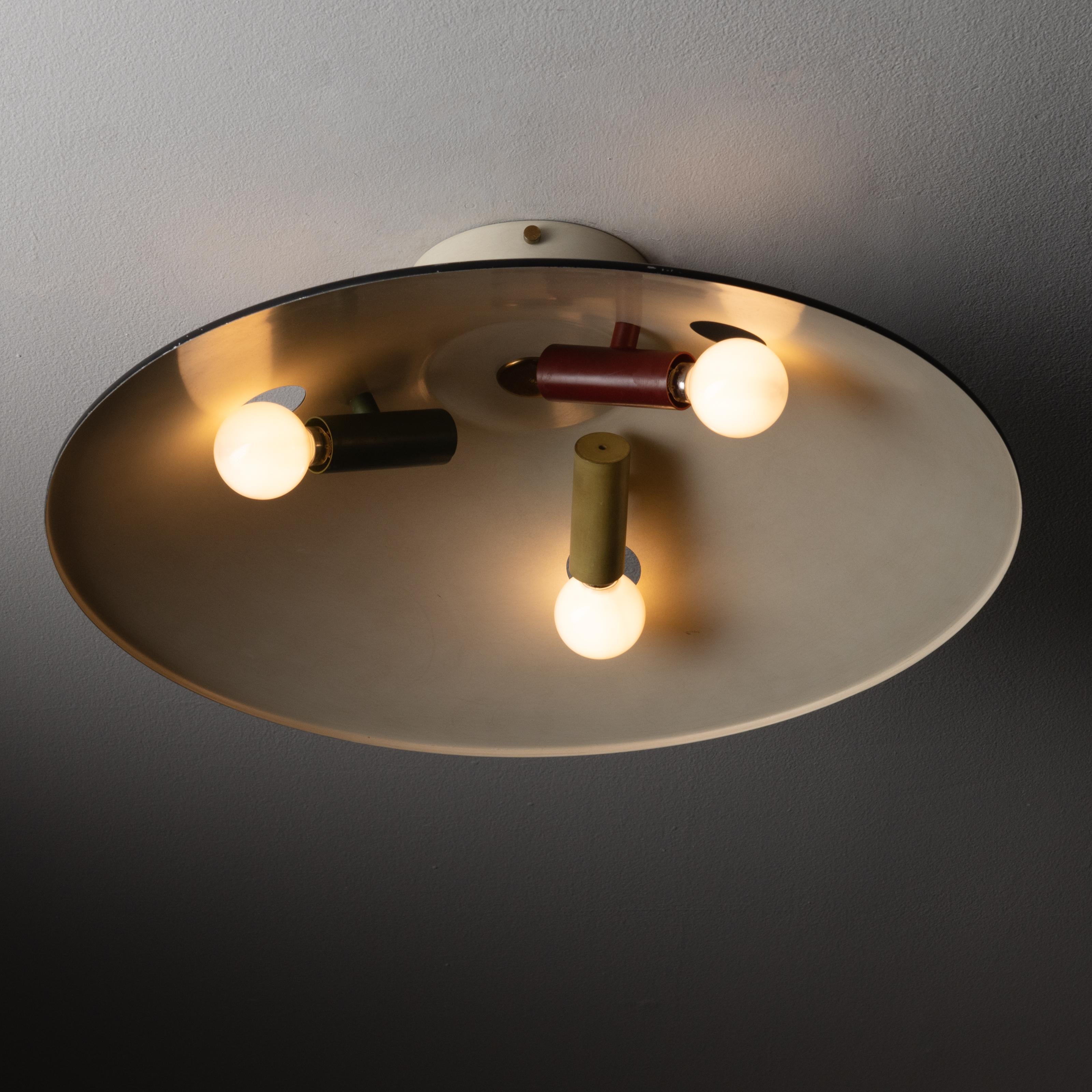 Mid-20th Century Rare Single Flush Mount Ceiling Light by Stilnovo For Sale