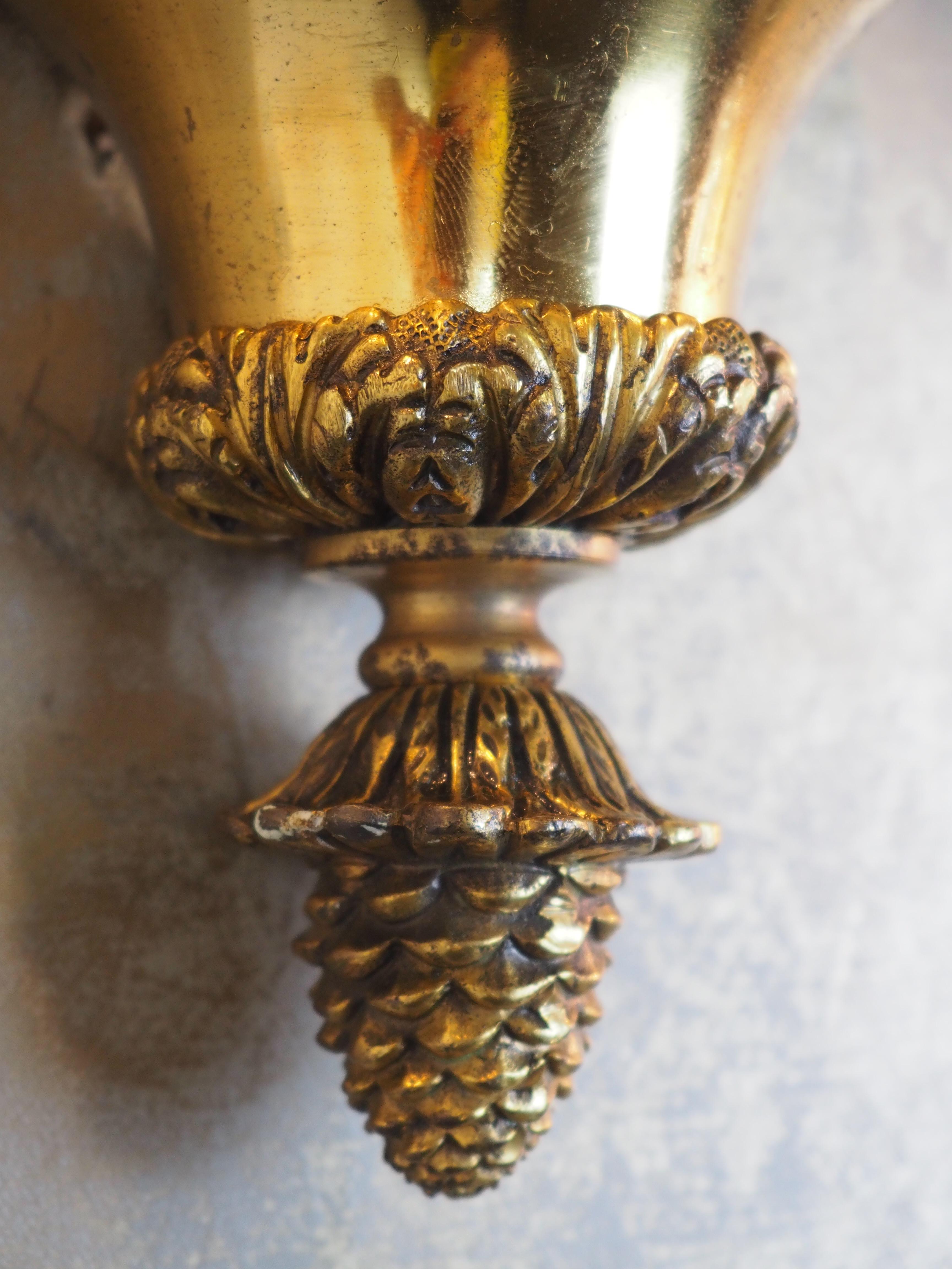 Art Déco Rara applique singola in bronzo con palme di bambù di Maison Baguès, Francia, anni '70 in vendita