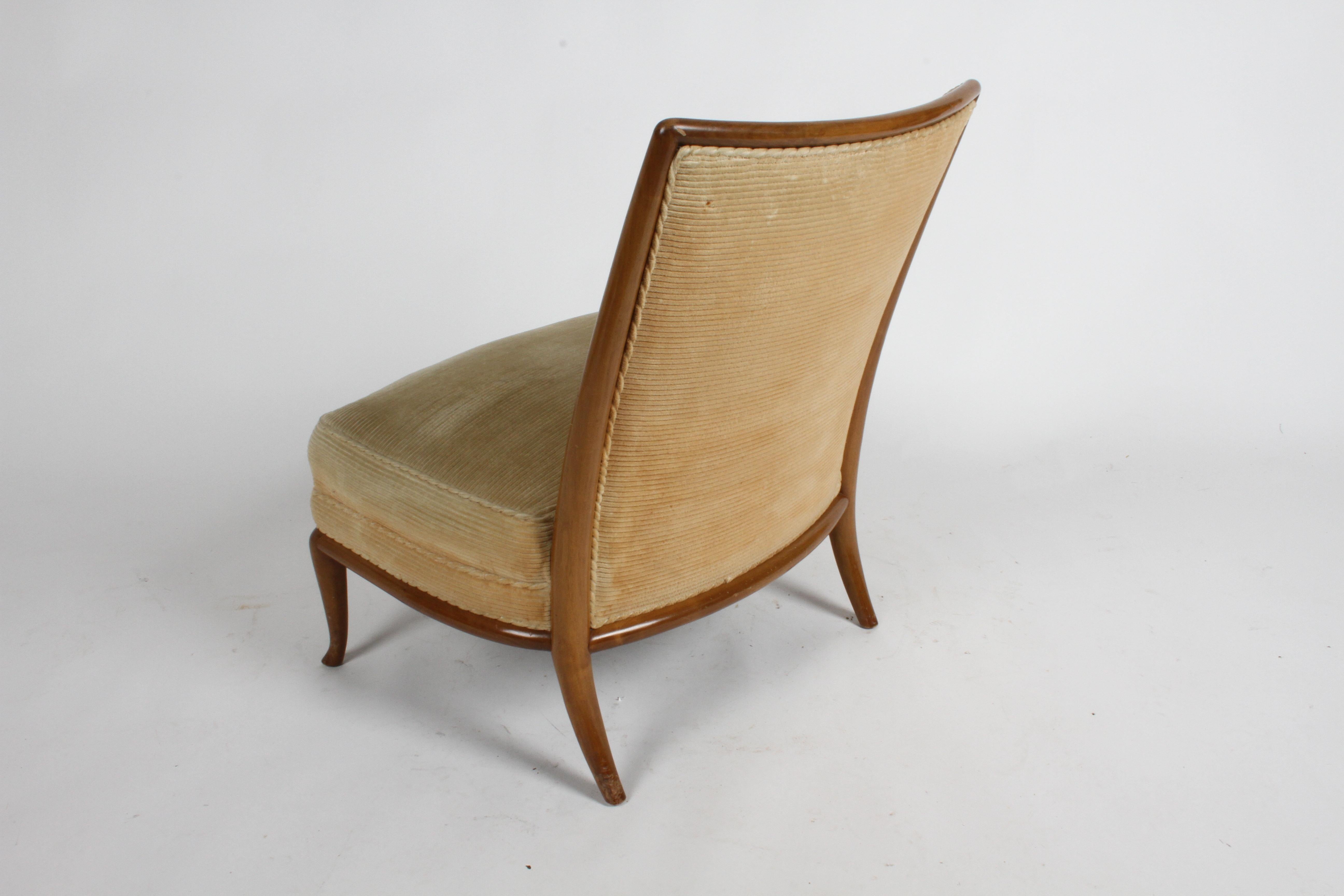 Rare Single T.H. Robsjohn Gibbings for Widdicomb Bergère Style Slipper Chair 4