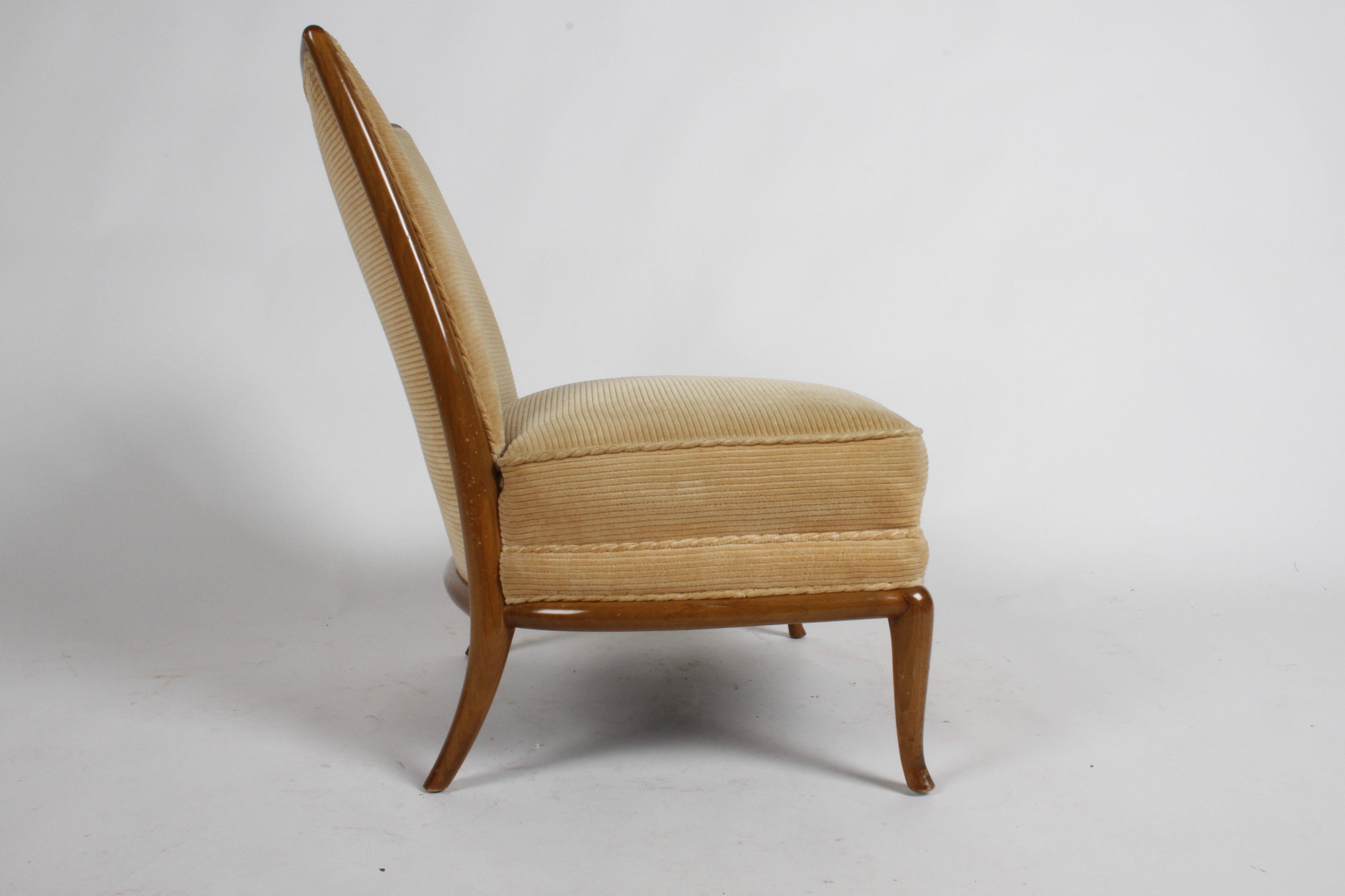Mid-20th Century Rare Single T.H. Robsjohn Gibbings for Widdicomb Bergère Style Slipper Chair