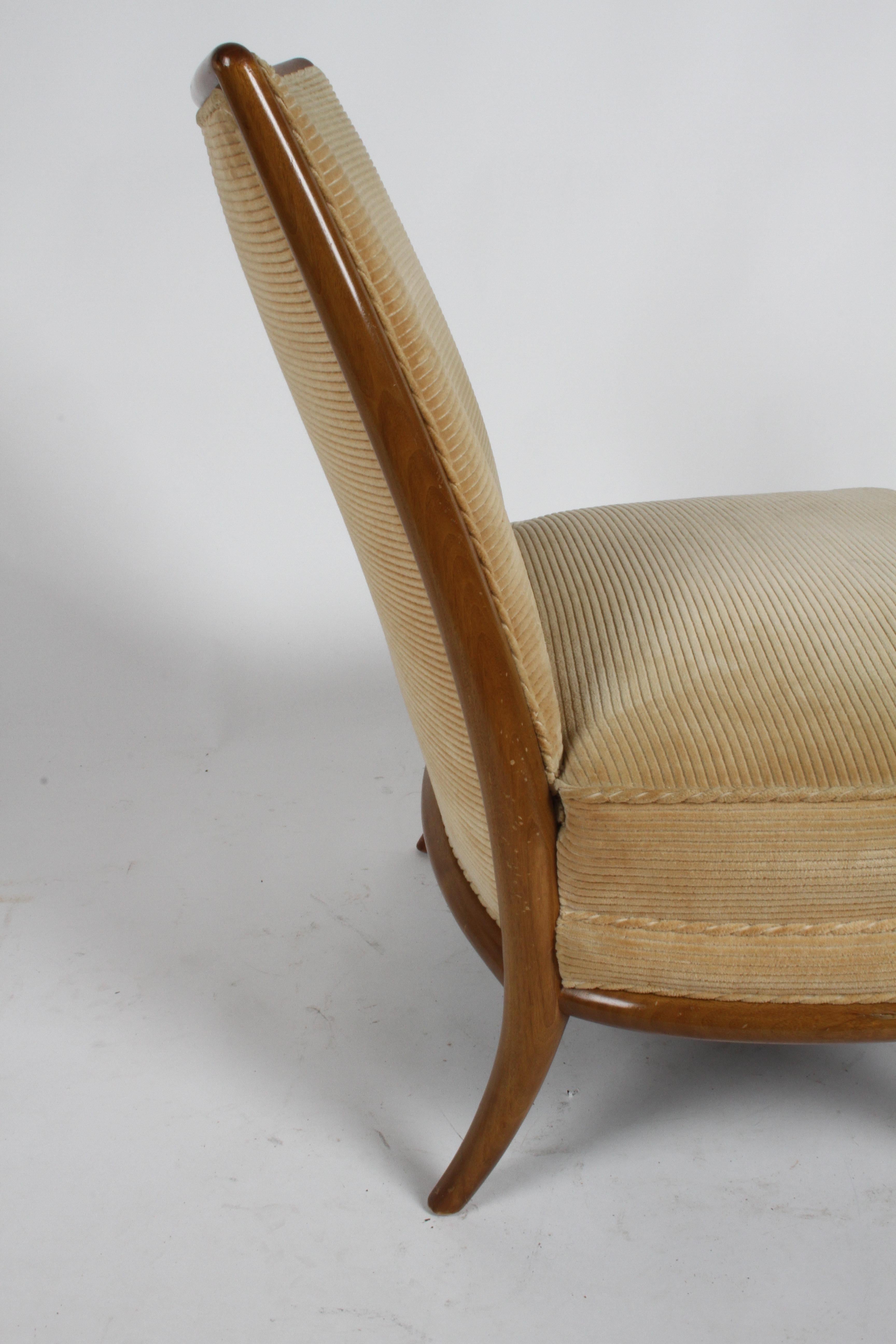 Rare Single T.H. Robsjohn Gibbings for Widdicomb Bergère Style Slipper Chair 1