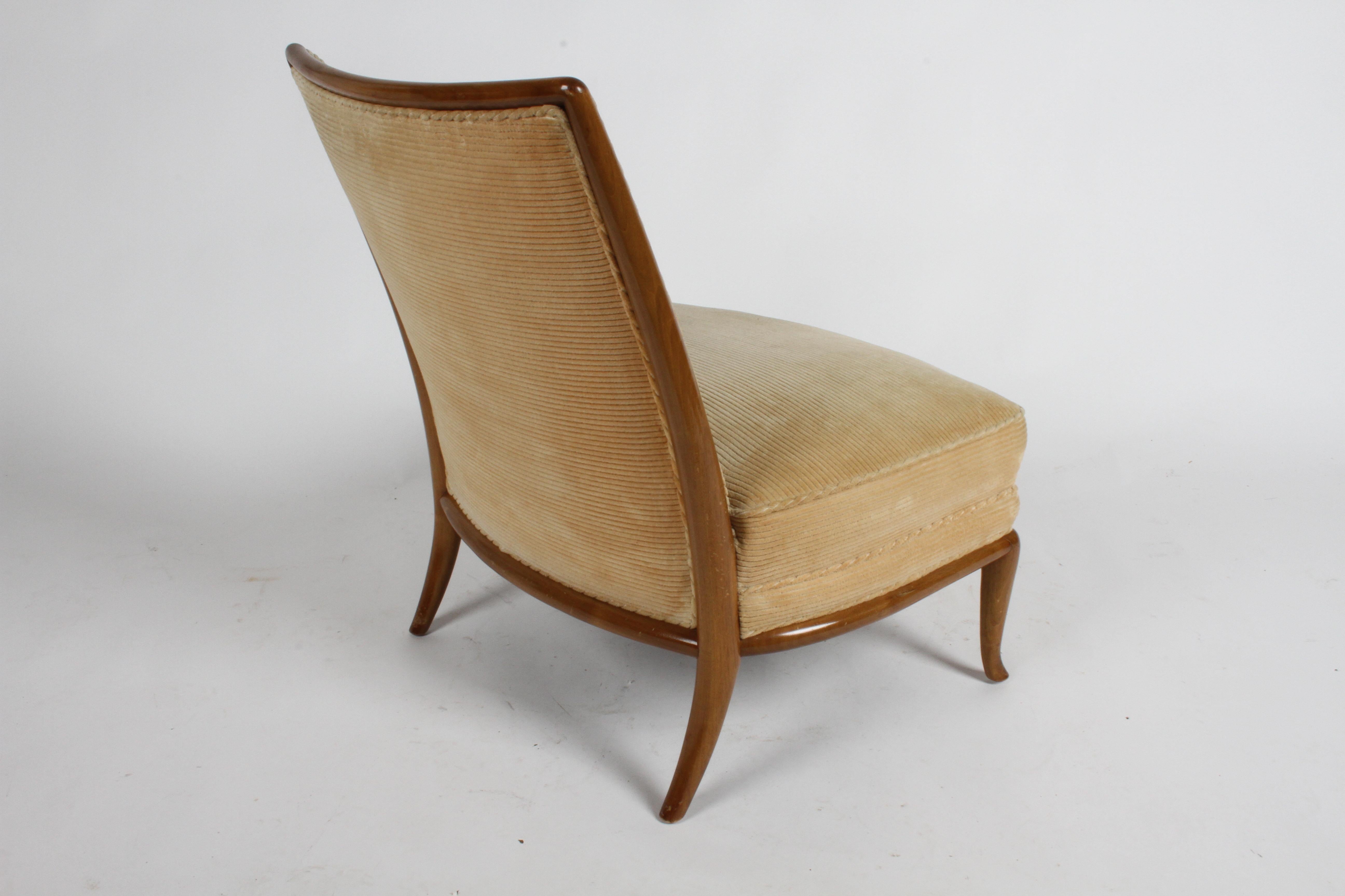 Rare Single T.H. Robsjohn Gibbings for Widdicomb Bergère Style Slipper Chair 2