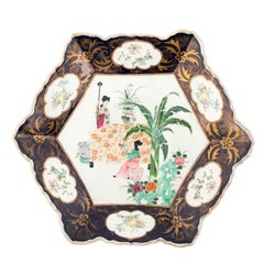 Rare Six-Corner Oriental Charger with Medallion Design
